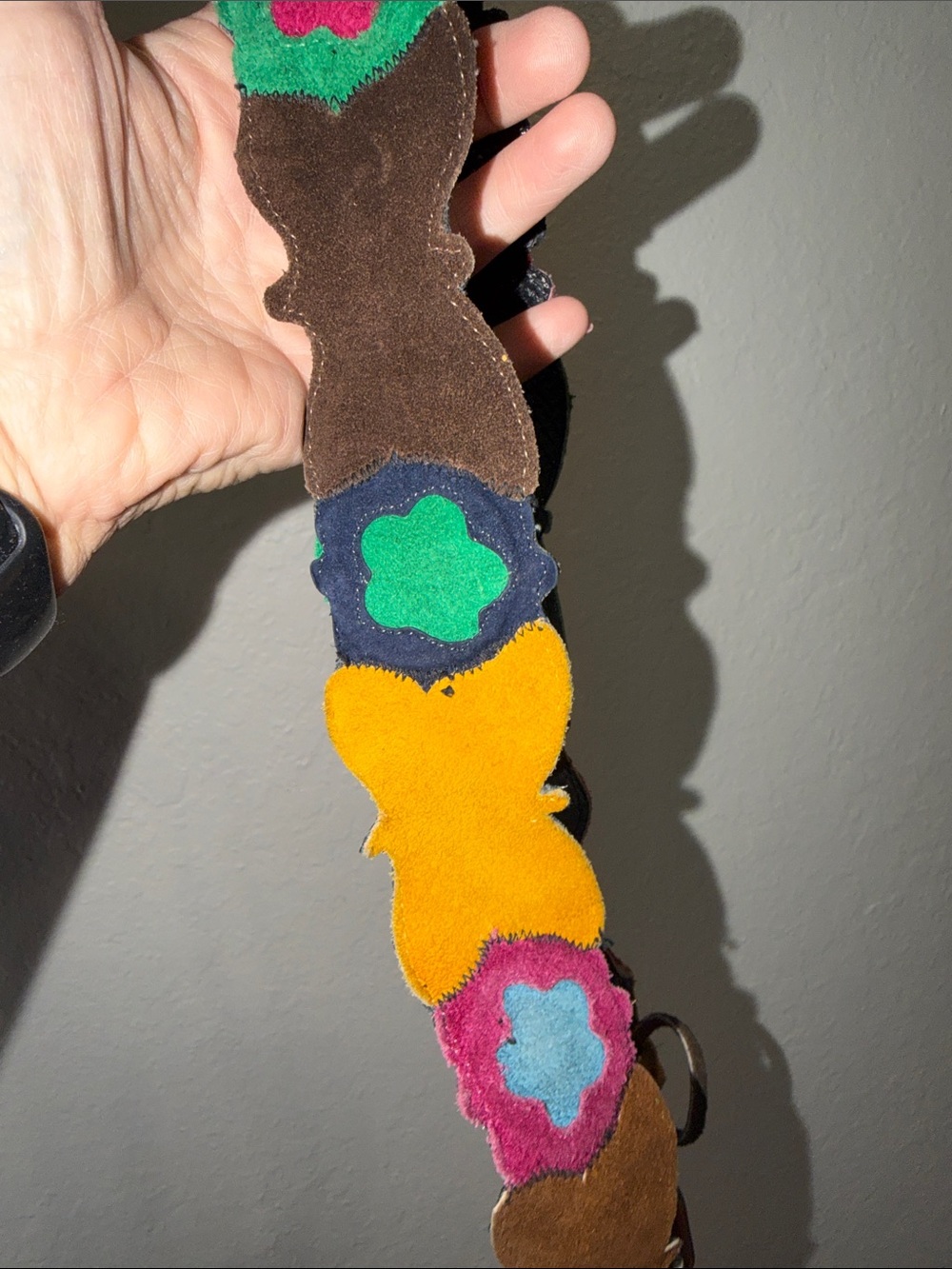 Vintage Butterfly Floral leather Belt Cottagecore 90s Hippie Granny 80s